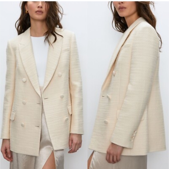 Babaton Jackets & Blazers - Babaton Samuel Tweed Double Breasted Cream Blazer